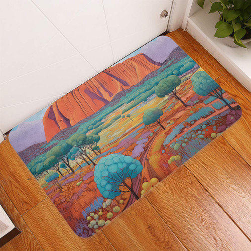 Urulu Travelling Door Mat - Urulu Mountain Oil Painting Art Door Mat Urulu Travelling Door Mat - Urulu Mountain Oil Painting Art Door Mat