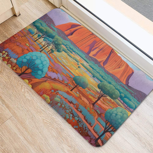 Urulu Travelling Door Mat - Urulu Mountain Oil Painting Art Door Mat Urulu Travelling Door Mat - Urulu Mountain Oil Painting Art Door Mat