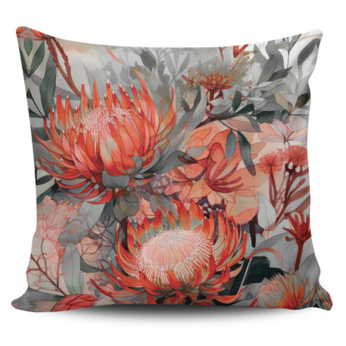 Australia Waratah Pillow Covers - Red Orange Waratah Flowers Art Pillow Covers