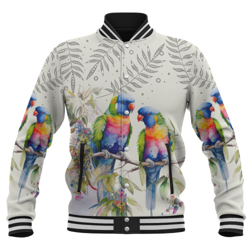 Australia Rainbow Lorikeets Baseball Jacket - Rainbow Lorikeets Birds Art Baseball Jacket