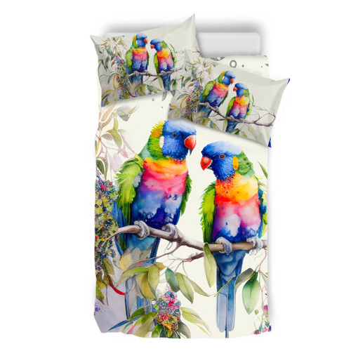 Australia Rainbow Lorikeets Bedding Set - Rainbow Lorikeets Birds Art Bedding Set Australia Rainbow Lorikeets Bedding Set - Rainbow Lorikeets Birds Art Bedding Set