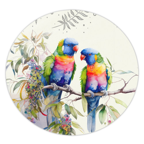 Australia Rainbow Lorikeets Round Rug - Rainbow Lorikeets Birds Art Round Rug Australia Rainbow Lorikeets Round Rug - Rainbow Lorikeets Birds Art Round Rug