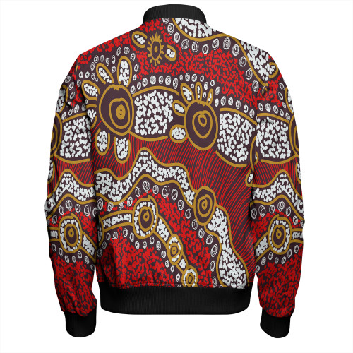 Australia Aboriginal Bomber Jacket - Aboriginal Contemporary Dot Painting Inspired Bomber Jacket Australia Aboriginal Bomber Jacket - Aboriginal Contemporary Dot Painting Inspired Bomber Jacket
