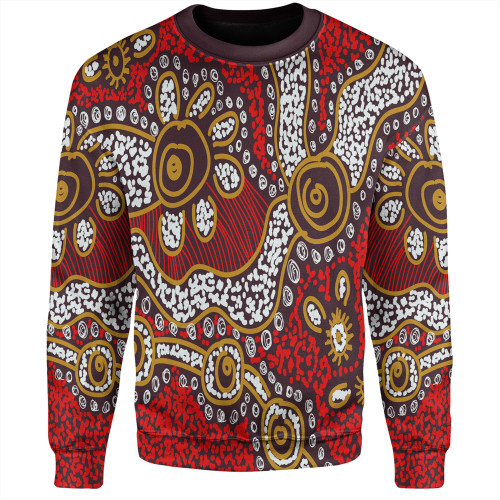 Australia Aboriginal Sweatshirt - Aboriginal Contemporary Dot Painting Inspired Sweatshirt