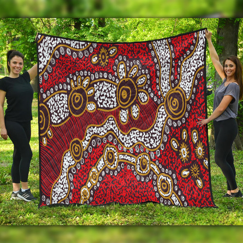 Australia Aboriginal Quilt - Aboriginal Contemporary Dot Painting Inspired Quilt Australia Aboriginal Quilt - Aboriginal Contemporary Dot Painting Inspired Quilt