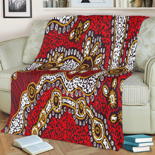 Australia Aboriginal Blanket - Aboriginal Contemporary Dot Painting Inspired Blanket