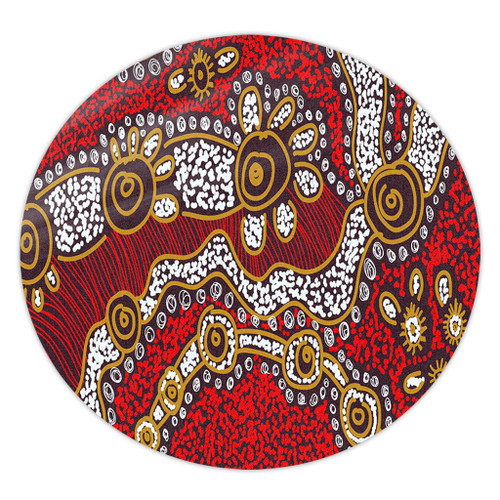 Australia Aboriginal Round Rug - Aboriginal Contemporary Dot Painting Inspired Round Rug Australia Aboriginal Round Rug - Aboriginal Contemporary Dot Painting Inspired Round Rug