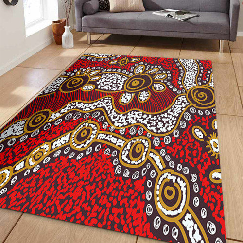 Australia Aboriginal Area Rug - Aboriginal Contemporary Dot Painting Inspired Area Rug