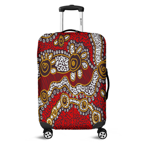 Australia Aboriginal Luggage Cover - Aboriginal Contemporary Dot Painting Inspired Luggage Cover Australia Aboriginal Luggage Cover - Aboriginal Contemporary Dot Painting Inspired Luggage Cover