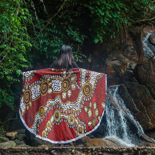 Australia Aboriginal Beach Blanket - Aboriginal Contemporary Dot Painting Inspired Beach Blanket Australia Aboriginal Beach Blanket - Aboriginal Contemporary Dot Painting Inspired Beach Blanket