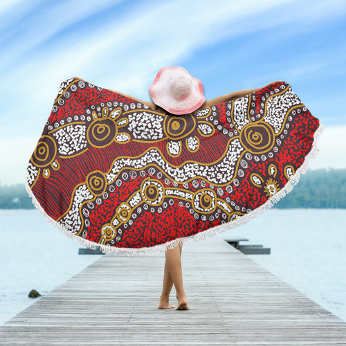 Australia Aboriginal Beach Blanket - Aboriginal Contemporary Dot Painting Inspired Beach Blanket Australia Aboriginal Beach Blanket - Aboriginal Contemporary Dot Painting Inspired Beach Blanket