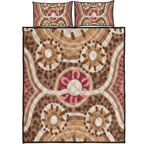 Australia Aboriginal Quilt Bed Set - Aboriginal Dot Art Style Painting Inspired Quilt Bed Set Australia Aboriginal Quilt Bed Set - Aboriginal Dot Art Style Painting Inspired Quilt Bed Set
