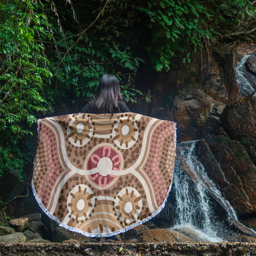 Australia Aboriginal Beach Blanket - Aboriginal Dot Art Style Painting Inspired Beach Blanket Australia Aboriginal Beach Blanket - Aboriginal Dot Art Style Painting Inspired Beach Blanket