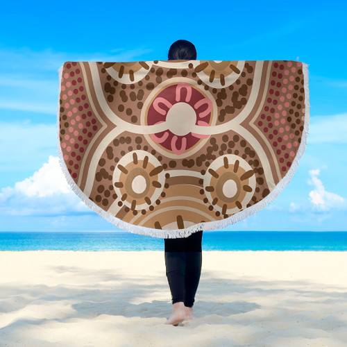 Australia Aboriginal Beach Blanket - Aboriginal Dot Art Style Painting Inspired Beach Blanket Australia Aboriginal Beach Blanket - Aboriginal Dot Art Style Painting Inspired Beach Blanket
