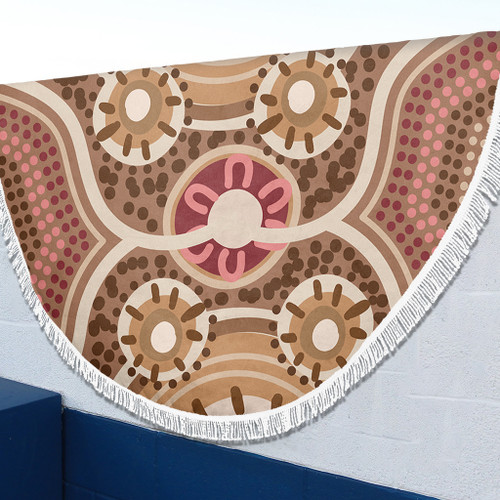 Australia Aboriginal Beach Blanket - Aboriginal Dot Art Style Painting Inspired Beach Blanket Australia Aboriginal Beach Blanket - Aboriginal Dot Art Style Painting Inspired Beach Blanket