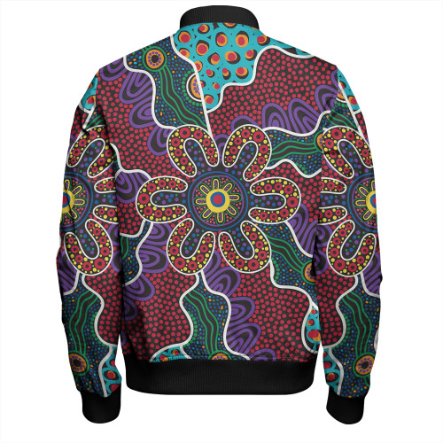 Australia Aboriginal Bomber Jacket - Aboriginal Dot Art Color Inspired Bomber Jacket Australia Aboriginal Bomber Jacket - Aboriginal Dot Art Color Inspired Bomber Jacket
