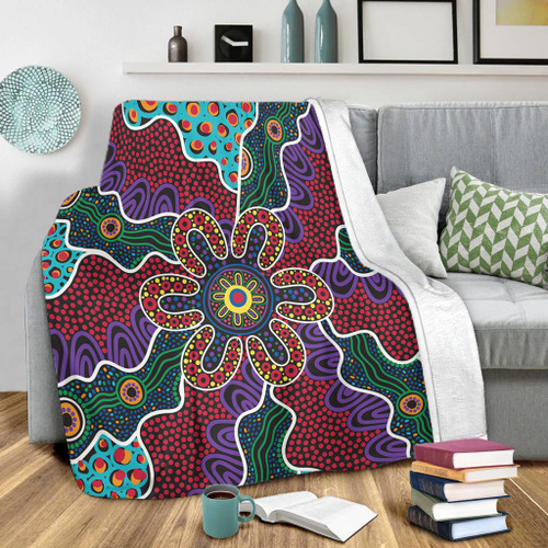 Australia Aboriginal Blanket - Aboriginal Dot Art Color Inspired Blanket Australia Aboriginal Blanket - Aboriginal Dot Art Color Inspired Blanket
