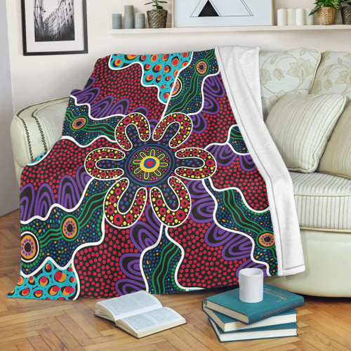 Australia Aboriginal Blanket - Aboriginal Dot Art Color Inspired Blanket Australia Aboriginal Blanket - Aboriginal Dot Art Color Inspired Blanket
