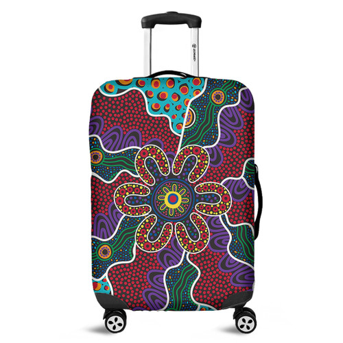 Australia Aboriginal Luggage Cover - Aboriginal Dot Art Color Inspired Luggage Cover Australia Aboriginal Luggage Cover - Aboriginal Dot Art Color Inspired Luggage Cover