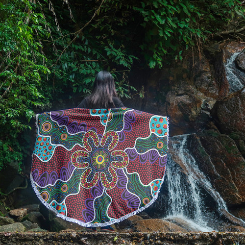 Australia Aboriginal Beach Blanket - Aboriginal Dot Art Color Inspired Beach Blanket Australia Aboriginal Beach Blanket - Aboriginal Dot Art Color Inspired Beach Blanket
