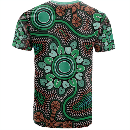 Australia Aboriginal T-shirt - Aboriginal Green Dot Art Inspired T-shirt Australia Aboriginal T-shirt - Aboriginal Green Dot Art Inspired T-shirt