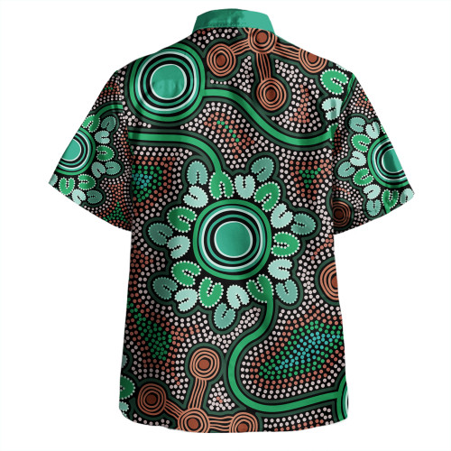 Australia Aboriginal Hawaiian Shirt - Aboriginal Green Dot Art Inspired Hawaiian Shirt Australia Aboriginal Hawaiian Shirt - Aboriginal Green Dot Art Inspired Hawaiian Shirt