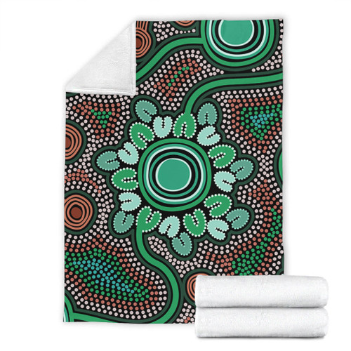Australia Aboriginal Blanket - Aboriginal Green Dot Art Inspired Blanket Australia Aboriginal Blanket - Aboriginal Green Dot Art Inspired Blanket