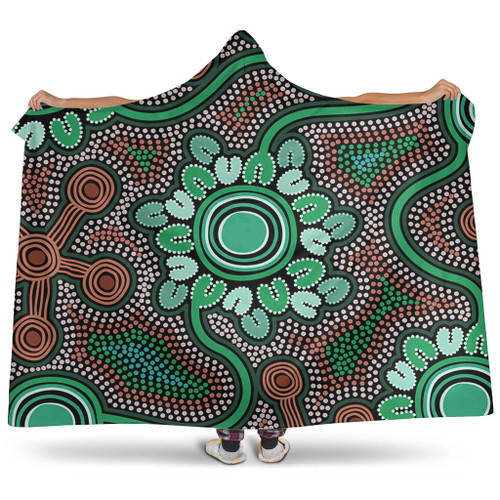 Australia Aboriginal Hooded Blanket - Aboriginal Green Dot Art Inspired Hooded Blanket Australia Aboriginal Hooded Blanket - Aboriginal Green Dot Art Inspired Hooded Blanket