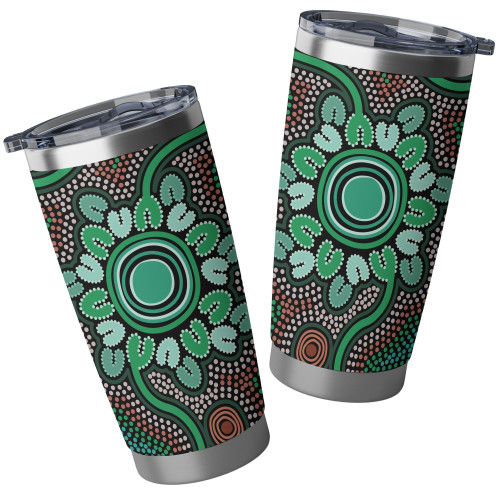 Australia Aboriginal Tumbler - Aboriginal Green Dot Art Inspired Tumbler Australia Aboriginal Tumbler - Aboriginal Green Dot Art Inspired Tumbler