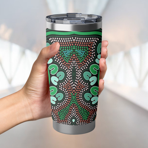 Australia Aboriginal Tumbler - Aboriginal Green Dot Art Inspired Tumbler Australia Aboriginal Tumbler - Aboriginal Green Dot Art Inspired Tumbler