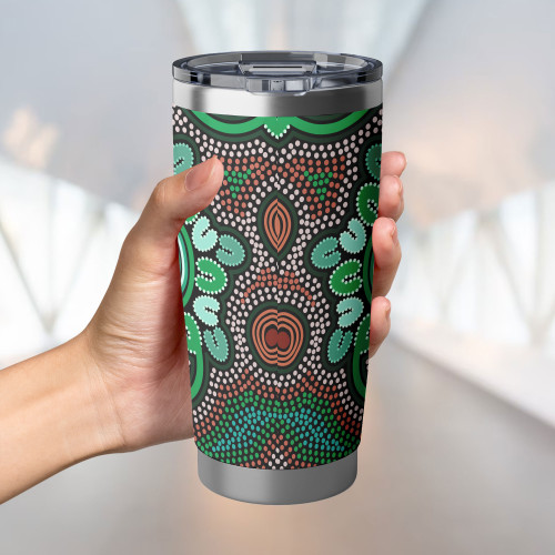 Australia Aboriginal Tumbler - Aboriginal Green Dot Art Inspired Tumbler Australia Aboriginal Tumbler - Aboriginal Green Dot Art Inspired Tumbler