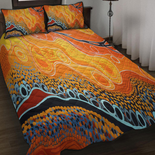 Australia Aboriginal Quilt Bed Set - Indigenous Aboriginal Art Dot Quilt Bed Set