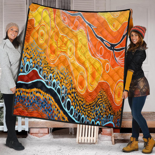 Australia Aboriginal Quilt - Indigenous Aboriginal Art Dot Quilt Australia Aboriginal Quilt - Indigenous Aboriginal Art Dot Quilt