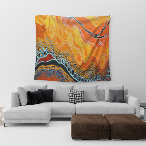 Australia Aboriginal Tapestry - Indigenous Aboriginal Art Dot Tapestry Australia Aboriginal Tapestry - Indigenous Aboriginal Art Dot Tapestry