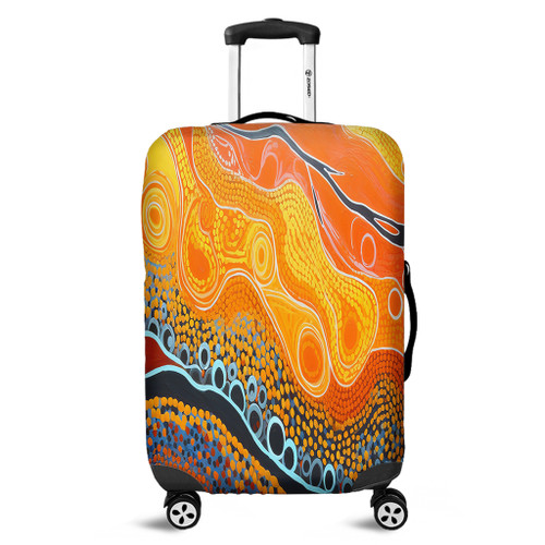 Australia Aboriginal Luggage Cover - Indigenous Aboriginal Art Dot Luggage Cover Australia Aboriginal Luggage Cover - Indigenous Aboriginal Art Dot Luggage Cover