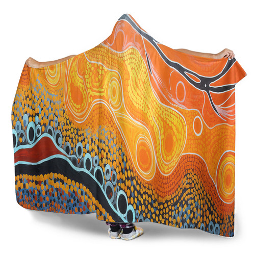 Australia Aboriginal Hooded Blanket - Indigenous Aboriginal Art Dot Hooded Blanket