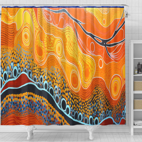 Australia Aboriginal Shower Curtain - Indigenous Aboriginal Art Dot Shower Curtain Australia Aboriginal Shower Curtain - Indigenous Aboriginal Art Dot Shower Curtain