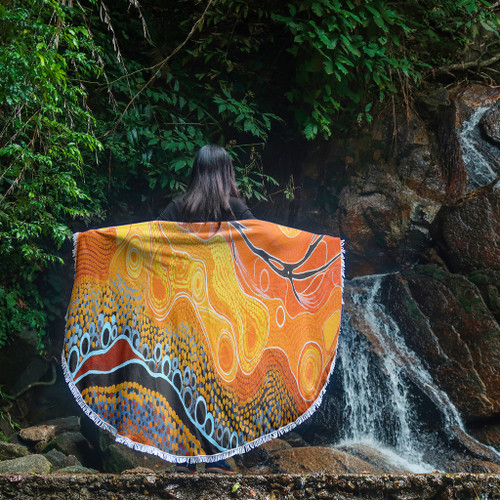 Australia Aboriginal Beach Blanket - Indigenous Aboriginal Art Dot Beach Blanket Australia Aboriginal Beach Blanket - Indigenous Aboriginal Art Dot Beach Blanket