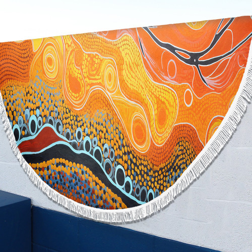 Australia Aboriginal Beach Blanket - Indigenous Aboriginal Art Dot Beach Blanket Australia Aboriginal Beach Blanket - Indigenous Aboriginal Art Dot Beach Blanket