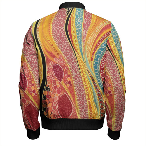 Australia Aboriginal Bomber Jacket - Indigenous Aboriginal Art Dot Color Bomber Jacket Australia Aboriginal Bomber Jacket - Indigenous Aboriginal Art Dot Color Bomber Jacket