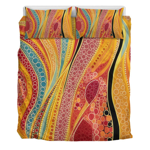 Australia Aboriginal Bedding Set - Indigenous Aboriginal Art Dot Color Bedding Set Australia Aboriginal Bedding Set - Indigenous Aboriginal Art Dot Color Bedding Set