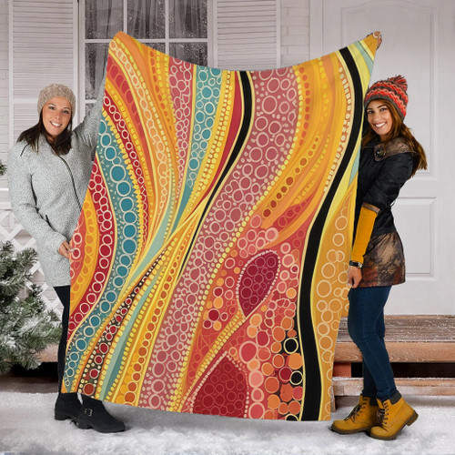 Australia Aboriginal Blanket - Indigenous Aboriginal Art Dot Color Blanket Australia Aboriginal Blanket - Indigenous Aboriginal Art Dot Color Blanket