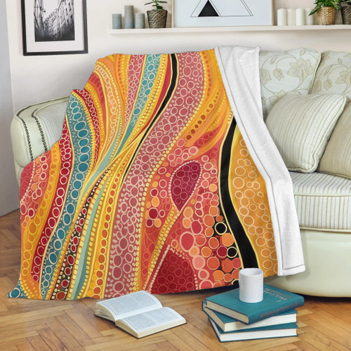 Australia Aboriginal Blanket - Indigenous Aboriginal Art Dot Color Blanket Australia Aboriginal Blanket - Indigenous Aboriginal Art Dot Color Blanket