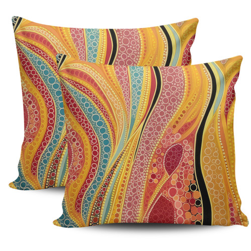 Australia Aboriginal Pillow Covers - Indigenous Aboriginal Art Dot Color Pillow Covers