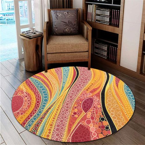 Australia Aboriginal Round Rug - Indigenous Aboriginal Art Dot Color Round Rug Australia Aboriginal Round Rug - Indigenous Aboriginal Art Dot Color Round Rug