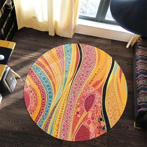 Australia Aboriginal Round Rug - Indigenous Aboriginal Art Dot Color Round Rug Australia Aboriginal Round Rug - Indigenous Aboriginal Art Dot Color Round Rug