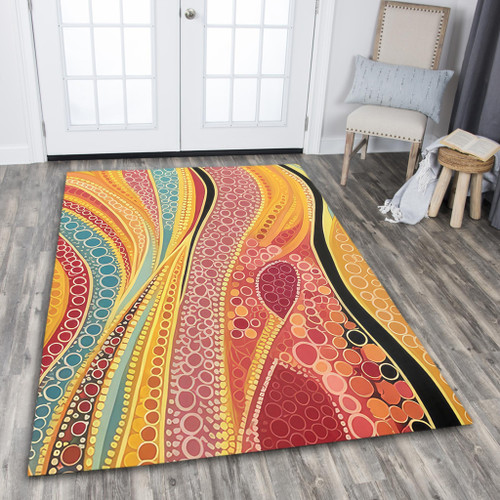 Australia Aboriginal Area Rug - Indigenous Aboriginal Art Dot Color Area Rug Australia Aboriginal Area Rug - Indigenous Aboriginal Art Dot Color Area Rug