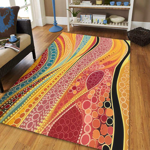 Australia Aboriginal Area Rug - Indigenous Aboriginal Art Dot Color Area Rug Australia Aboriginal Area Rug - Indigenous Aboriginal Art Dot Color Area Rug