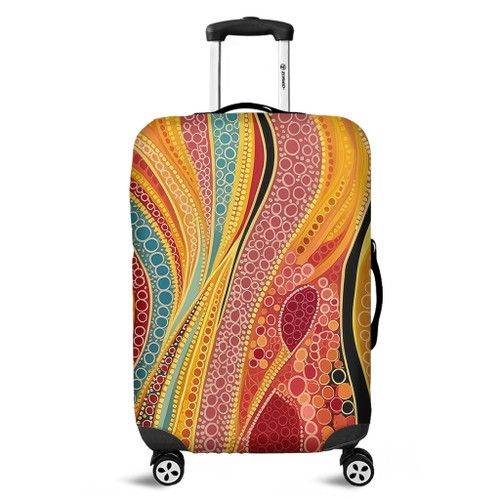 Australia Aboriginal Luggage Cover - Indigenous Aboriginal Art Dot Color Luggage Cover Australia Aboriginal Luggage Cover - Indigenous Aboriginal Art Dot Color Luggage Cover