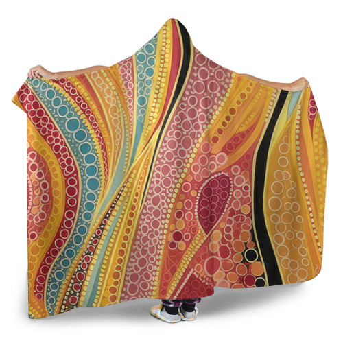 Australia Aboriginal Hooded Blanket - Indigenous Aboriginal Art Dot Color Hooded Blanket Australia Aboriginal Hooded Blanket - Indigenous Aboriginal Art Dot Color Hooded Blanket